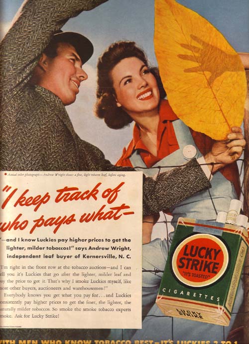 1951 Print Ad Poem Lucky Strike Beautiful Blonde Fish Cigarettes