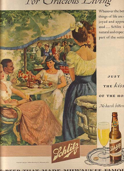 Schlitz Beer Posters-Reproduction 1951 Advert "It's OK.. I saved the Schlitz" 